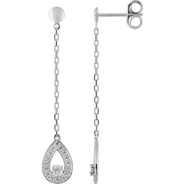 Boucles D'oreilles  Pendantes Diamant 0.01 Or Blanc