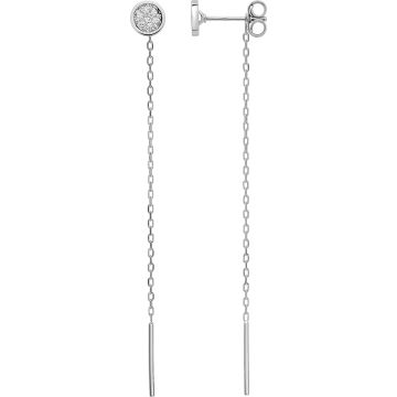 Boucles D'oreilles  Pendantes Diamant 0.01 Or Blanc