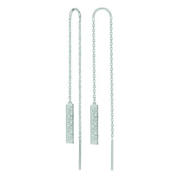 Boucles D'oreilles  Chaîne Diamant 0.048ct Or Blanc