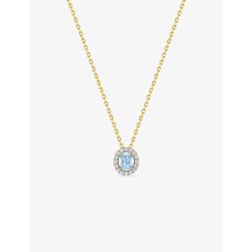 Collier topaze bleu synthétique oxyde de ziconium plaqué or