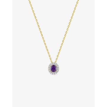 Collier améthyste synthétique oxyde de ziconium plaqué or