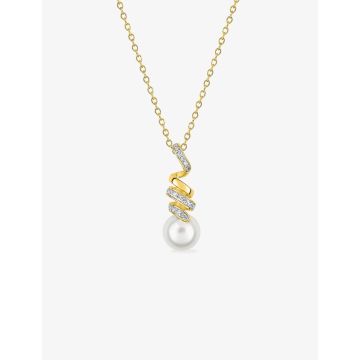 Collier perle d'imitation oxyde de ziconium plaqué or