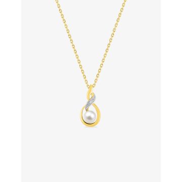 Collier perle d'imitation oxyde de ziconium plaqué or