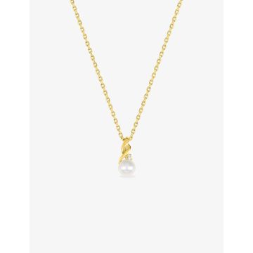 Collier perle d'imitation oxyde de ziconium plaqué or