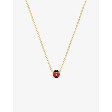 Collier laque rouge plaqué or