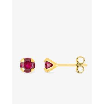 Boucles d'oreilles clou oxyde de ziconium rouge plaqué or