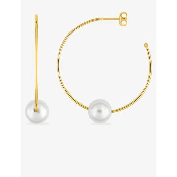 Boucles d'oreilles demi-créolles perle d'imitation plaqué or