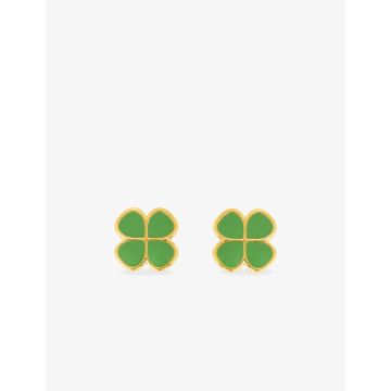 Boucles d'oreilles clou laque vrt plaqué or