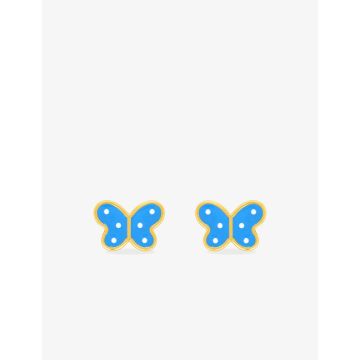 Boucles d'oreilles clou laque bleue plaqué or