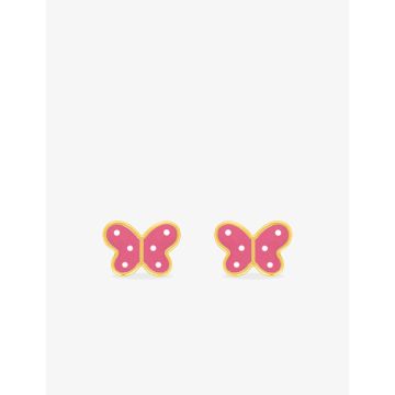 Boucles d'oreilles clou laque rose plaqué or