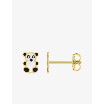 Boucles d'oreilles clou laque noir+blanc plaqué or