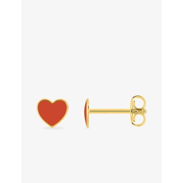 Boucles d'oreilles clou laque corail plaqué or