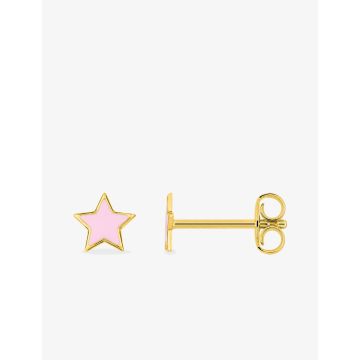 Boucles d'oreilles clou laque rose plaqué or