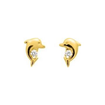 Boucles d'oreilles clou enfant oxyde de ziconium plaqué or