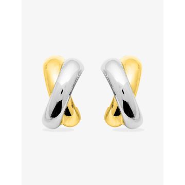 Boucles d'oreilles demi-créolles plaqué or bicolore