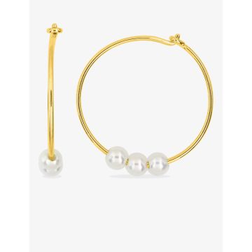 Boucles d'oreilles créolles perle d'imitation plaqué or