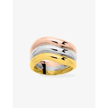 Bague plaqué or tricolore