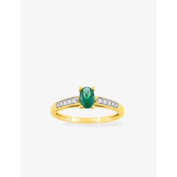 Bague oxyde de ziconium blanc+vert plaqué or+rh