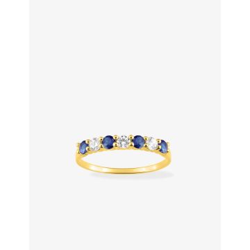 Bague oxyde de ziconium bleu+blanc plaqué or
