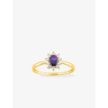 Bague améthyste synthétique oxyde de ziconium plaqué or