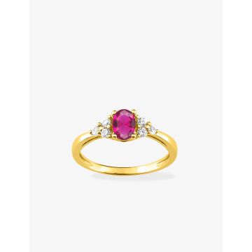 Bague oxyde de ziconium blanc+rouge plaqué or