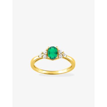 Bague oxyde de ziconium blanc+vert plaqué or