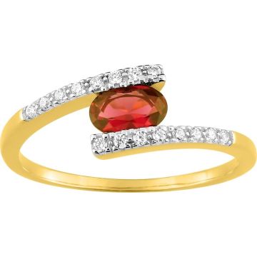 Bague oxyde de ziconium rouge plaqué or