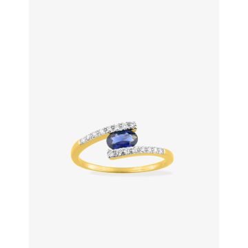 Bague oxyde de ziconium bleu plaqué or