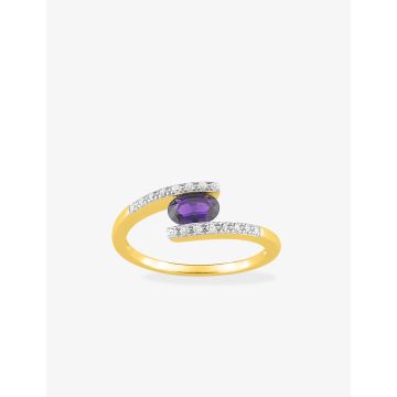 Bague améthyste synthétique oxyde de ziconium plaqué or