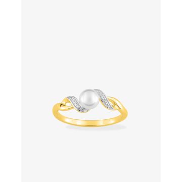 Bague perle d'imitation oxyde de ziconium rhodié plaqué or