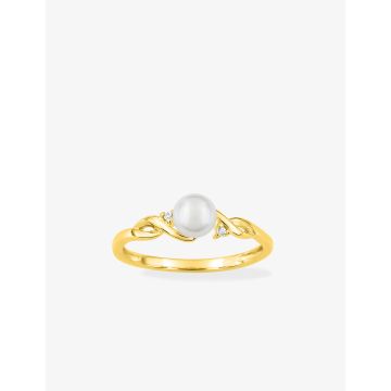 Bague perle d'imitation oxyde de ziconium plaqué or
