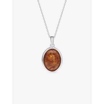 Collier Argent Rhodié & Ambre