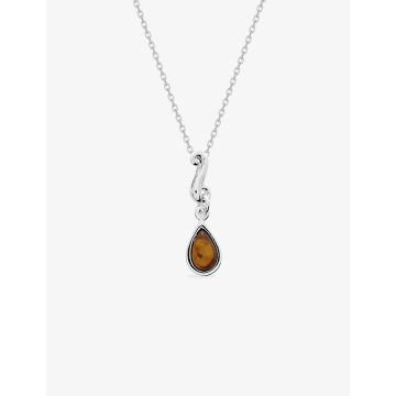 Collier Argent Rhodié Motif Ambre
