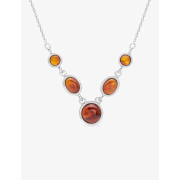 Collier Argent Rhodie & Ambre