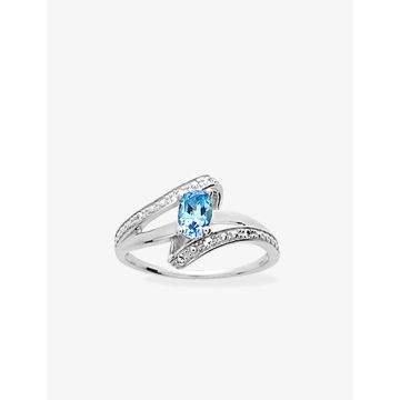 Bague oxyde de ziconium bleu argent 925 rhodié