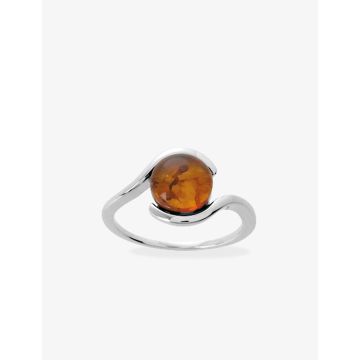 Bague argent 925 rhodié ambre