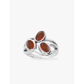Bague argent 925 rhodié ambre
