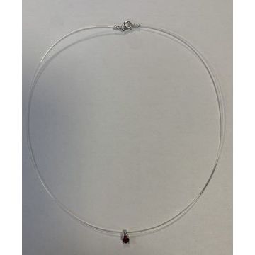 Collier fil nylon oxyde de ziconium bleu argent 925 rhodié