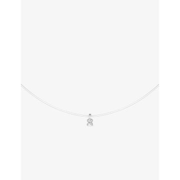 Collier oxyde de ziconium fil nylon argent 925 rhodié