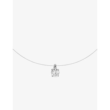 Collier oxyde de ziconium fil nylon argent 925 rhodié