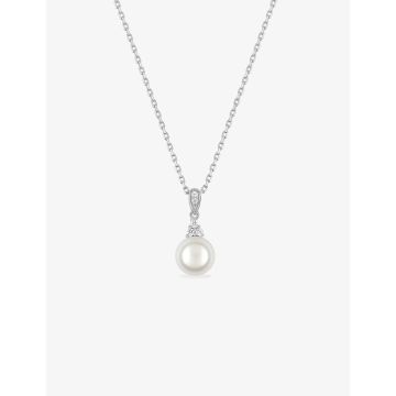 Collier perle synthétique oxyde de ziconium argent 925 rhodié