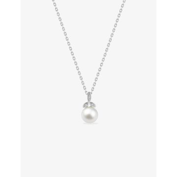 Collier perle synthétique oxyde de ziconium argent 925 rhodié