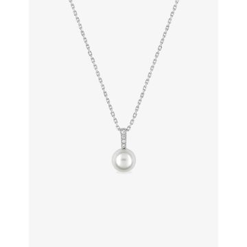 Collier perle synthétique oxyde de ziconium argent 925 rhodié