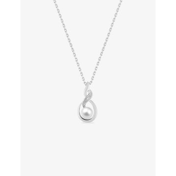 Collier perle d'imitation oxyde de ziconium argent 925 rhodié