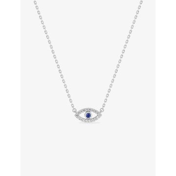 Collier oxyde de ziconium bleu argent 925 rhodié