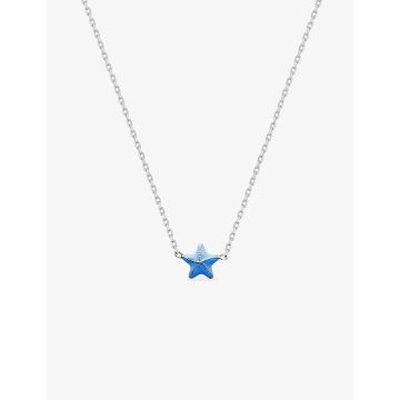 Collier laque bleue argent 925 rhodié