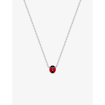 Collier laque rouge argent 925 rhodié