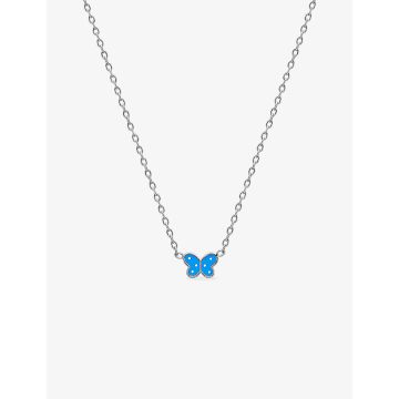 Collier laque bleue argent 925 rhodié