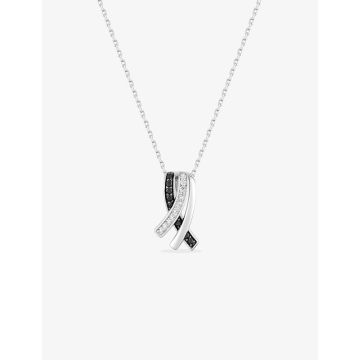 Collier oxyde de ziconium blanc+noir argent 925 rhodié