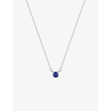 Collier oxyde de ziconium bleu argent 925 rhodié